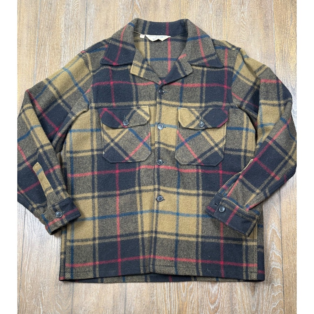 Vintage 70s Woolrich Size 42 Pure Virgin Wool Plaid Shirt Jacket USA Shacket